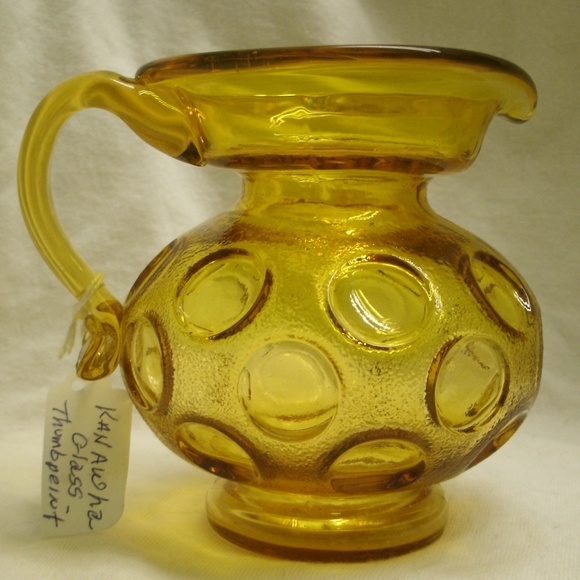 Vintage Kanawha Glass Thumbprint Pitcher Creamer - Picture 3 of 8